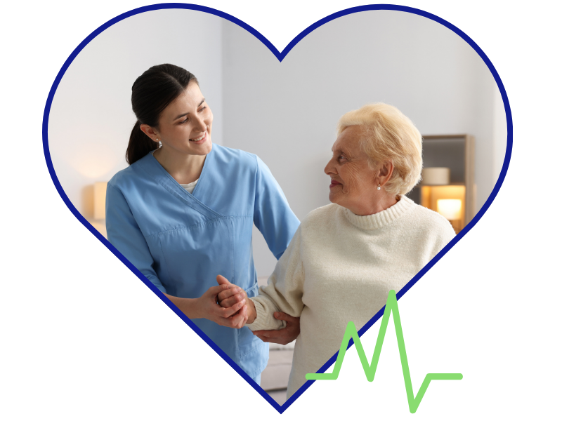 Caregiver assisting elderly woman with tailored care for chronic health conditions at home in Middlesex County, MA