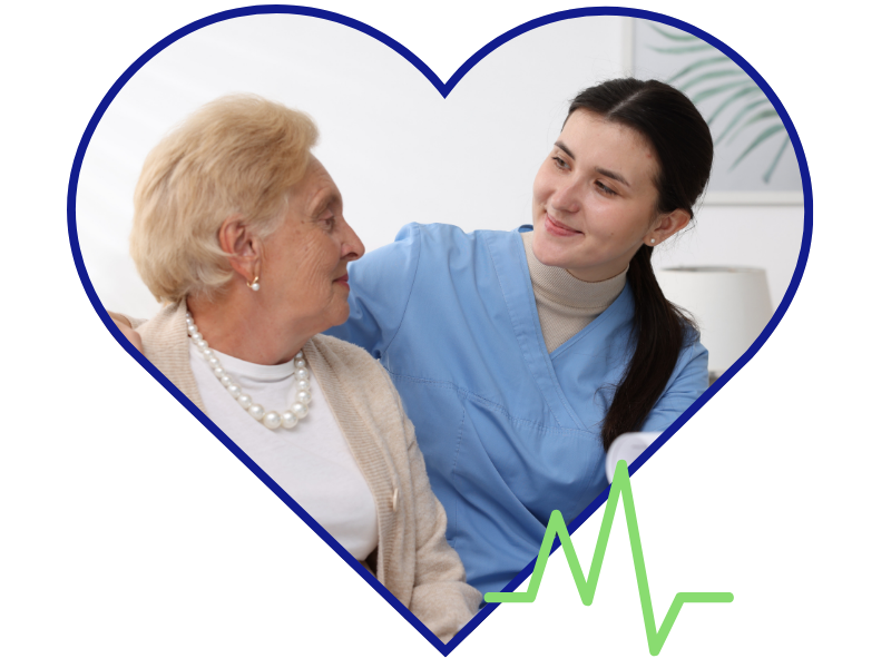 Caregiver engaging with an elderly woman to provide assisted living support and daily assistance at home in Middlesex County, MA