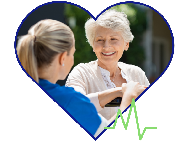 Friendly caregiver building trust with elderly client during in-home care visit in Middlesex County, MA