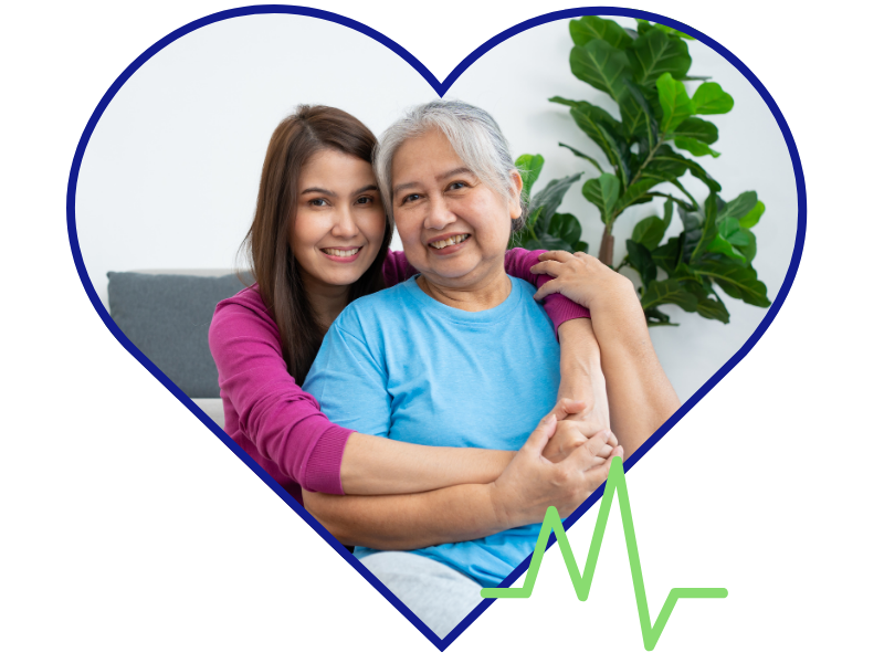 Caregiver hugging a senior woman showing compassionate companion care services in Middlesex County, MA