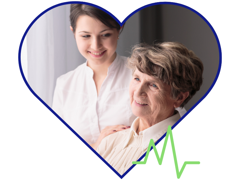 Caregiver assisting elderly woman with personal care and daily living support in Middlesex County, MA